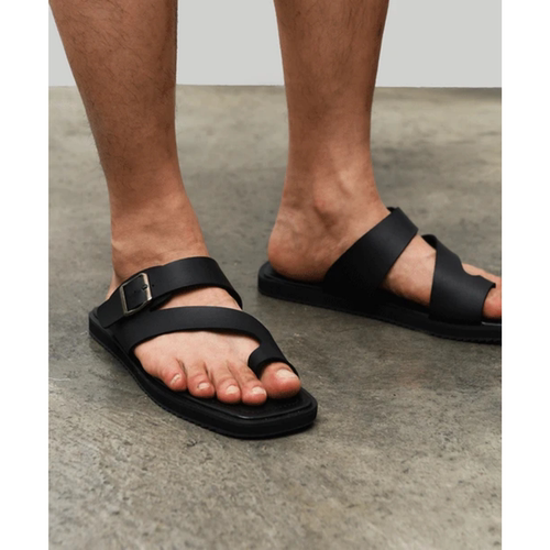 韩国代购斜带扣环方头凉拖简约