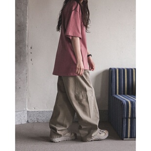 MRDONG韩国代购男女12Gauge重工感颜料水洗圆领宽版短袖T恤潮