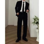 高腰直筒垂感修身 LOGAN侧松紧西裤 显腿长 男装 MRDONG韩国代购