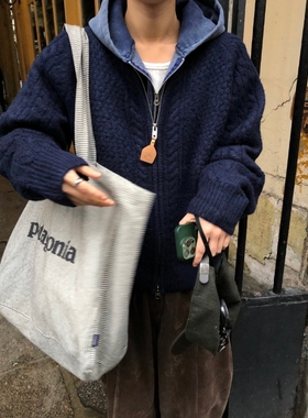 MRDONG韩国代购男装LOGAN麻花立体编织拉链立领厚实羊毛衫外套