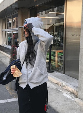 MRDONG韩国代购男装基础宽松连帽拉链卫衣百搭廓形休闲层次感外套