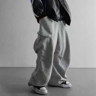 可束脚卫裤 done重工加厚抓绒掐褶口袋阔版 直播男女well 韩国代购