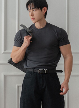 MRDONG韩国代购男装健身亲肤宽松圆领短袖T恤冰感面料极简夏气质