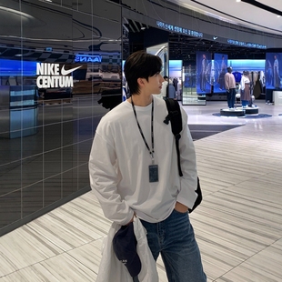 长袖 韩国男装 侧开衩12色阔版 直播LAINE高品USA棉防晒夏季 T恤 代购