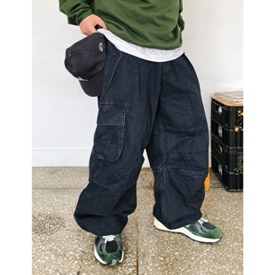 MRDONG韩国代购男装费伯纸感立体口袋设计街头宽松廓形工装休闲裤