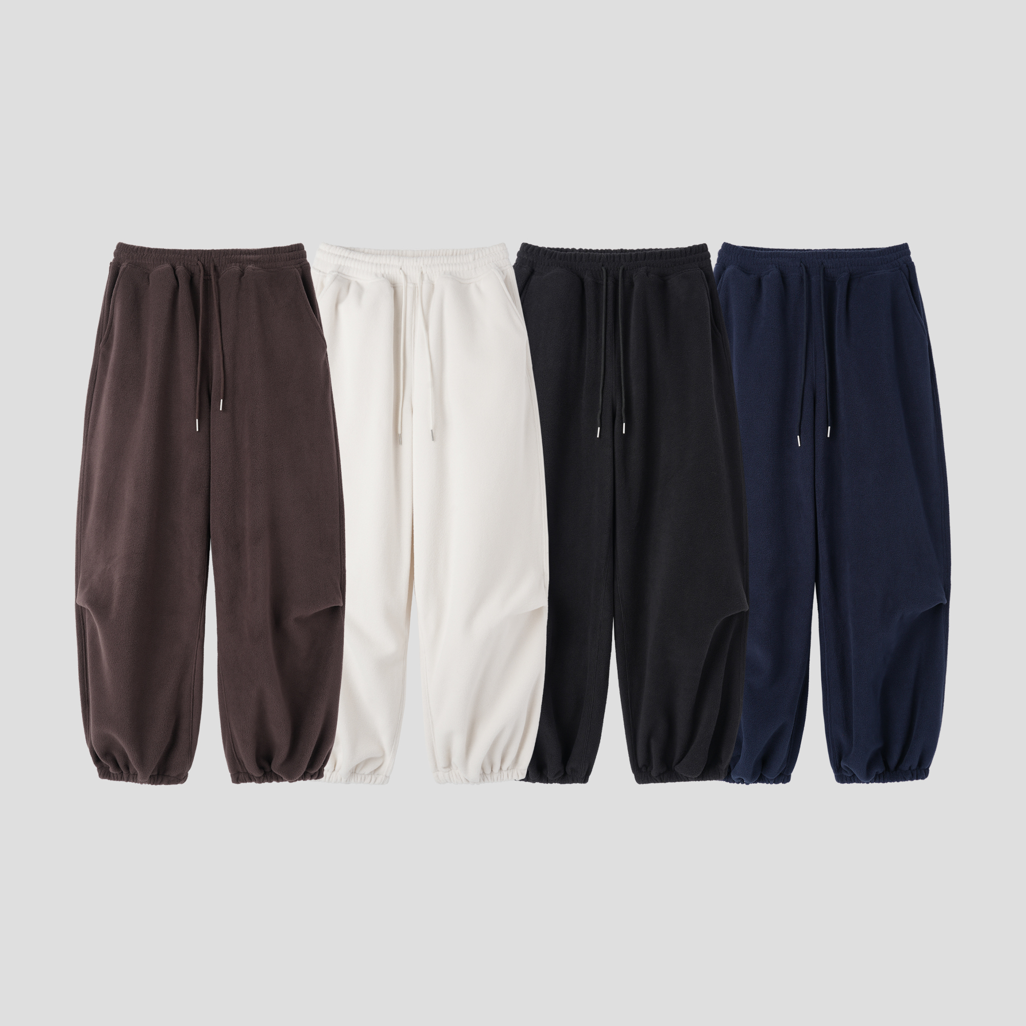 韩国男装法兰绒膝盖立体捏褶卫裤