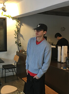 MRDONG韩国代购男装经典V领气质领基础针织衫毛衣优选气质款春