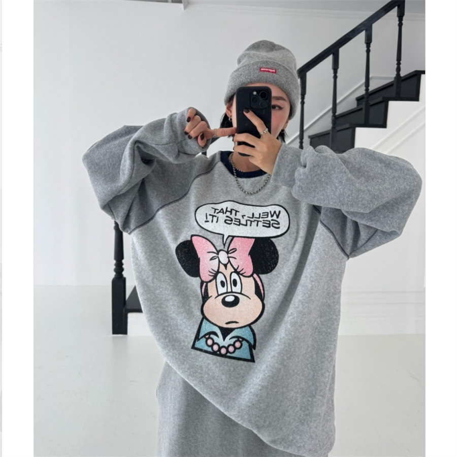 韩国代购迪士尼米妮绒感毛巾T恤
