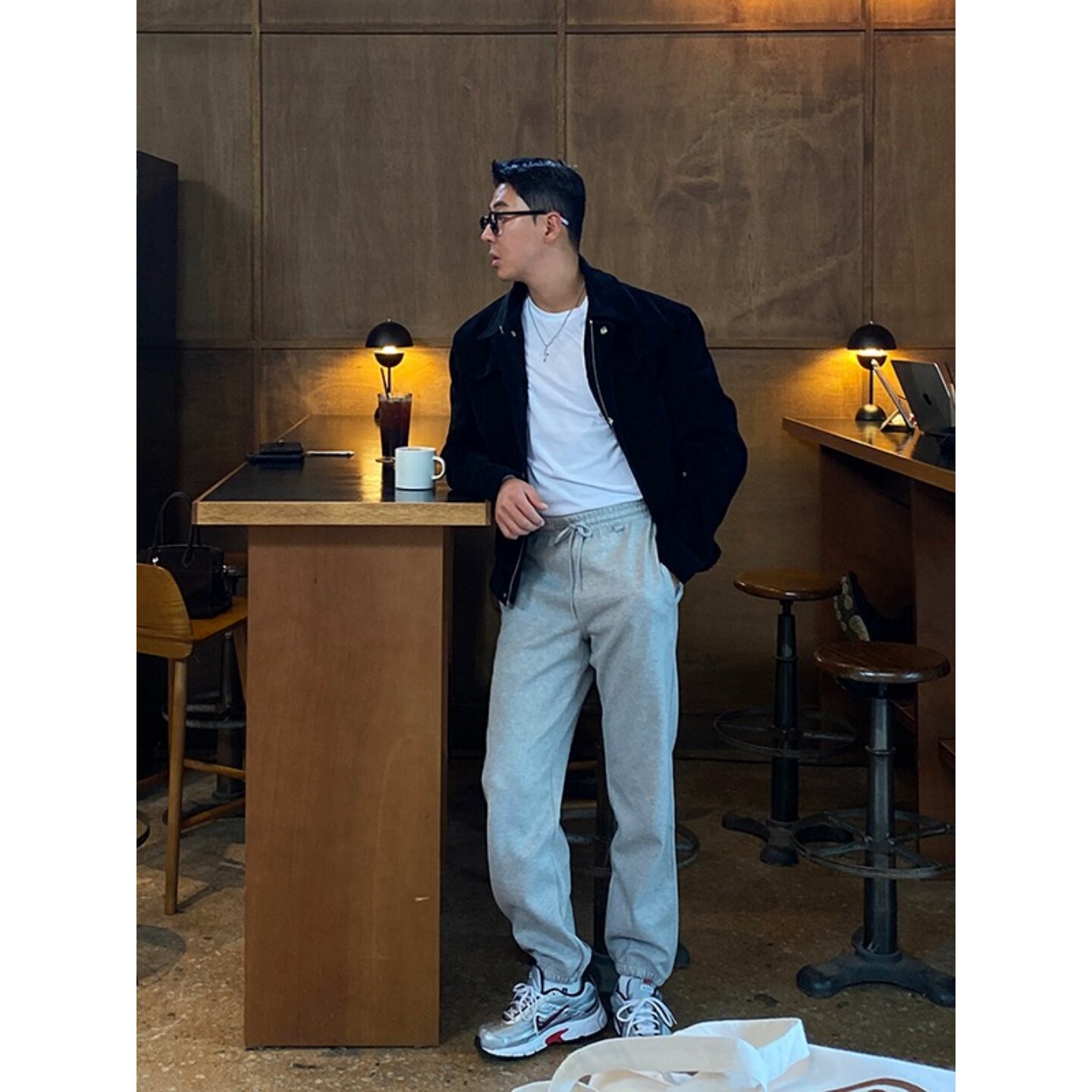 MRDONG韩国代购男装LOGAN纽约束脚运动长裤宽松版型休闲卫裤春