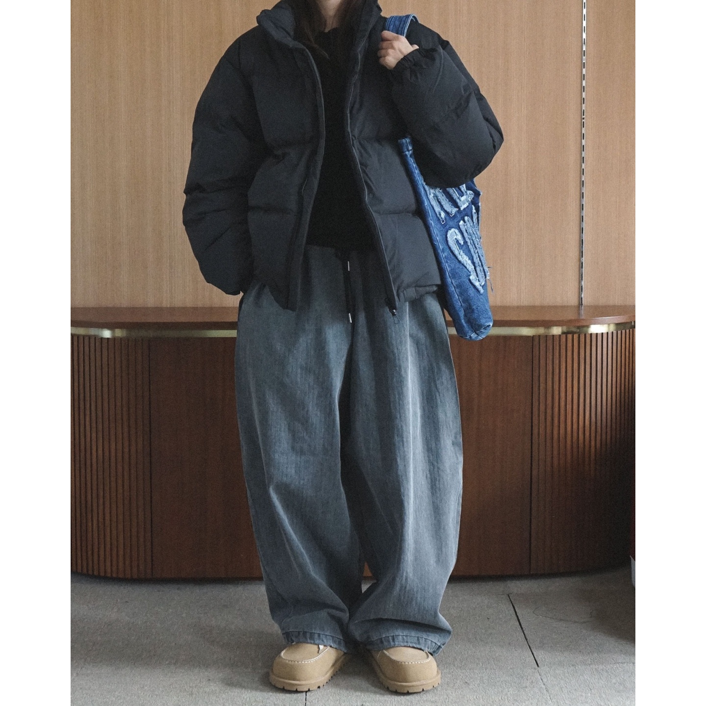 韩国代购鸭绒两面穿阔版羽绒服