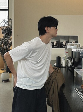 MRDONG韩国代购男装纯色圆领亲肤百搭短袖T恤宽松百搭清爽8色