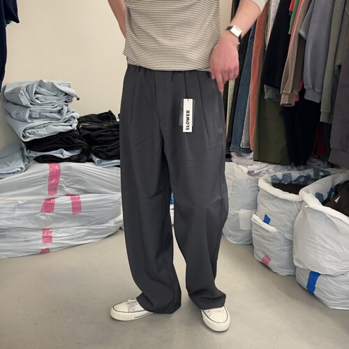 韩国男装春夏双掐褶阔腿休闲西裤