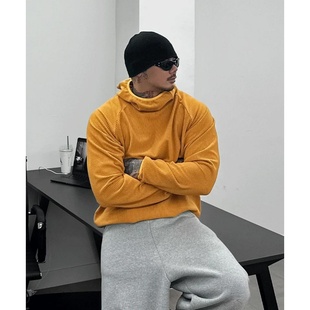 T恤卫衣 华夫格抓绒连帽设计师秋冬高品长袖 MRDONG韩国代购 男装