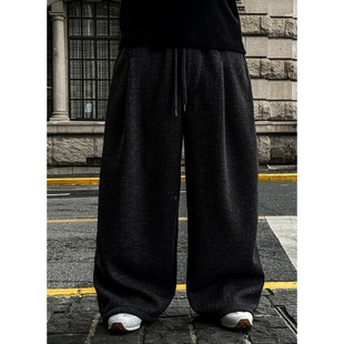 MRDONG韩国代购男装OWN莫可罗纹抽绳阔腿针织休闲裤松弛垂坠