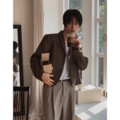 西装 亚麻短款 夹克三粒扣设计轻熟高级气质外套 男装 MRDONG韩国代购