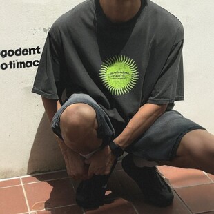 短袖 韩国代购 夏季 直播unbon重工水洗300g高品宽松阔版 T恤 男装