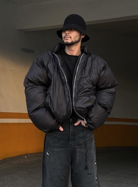 福利秒杀韩国代购直播OWN重工设计师男女款蓬松廓形立领棉服外套