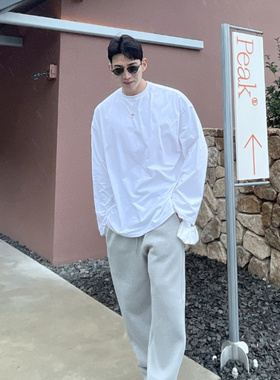 MRDONG东大门韩国男装代购长袖T恤韩范chic风阔版圆领基础潮搭TEE