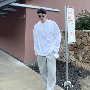 T恤韩范chic风阔版 长袖 圆领基础潮搭TEE 代购 MRDONG东大门韩国男装