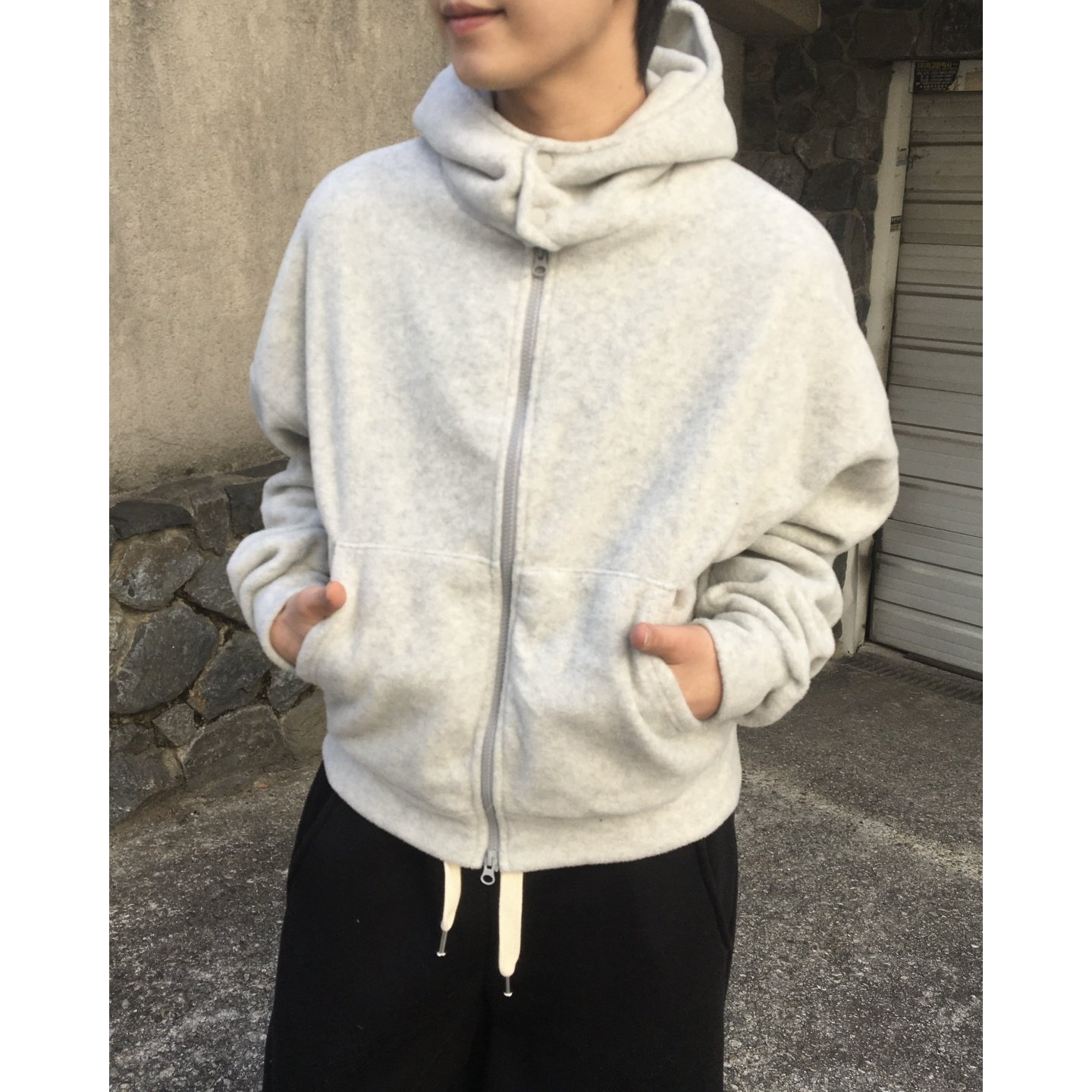 MRDONG韩国代购男装厚绒颗粒短款连帽拉链比扣廓形外套衣重工细节,男装,卫衣,淘宝优惠券,粉丝福利购,淘宝优惠卷