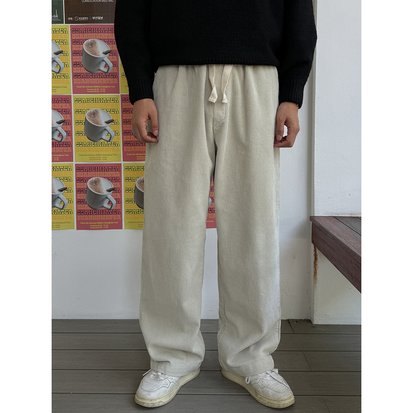 MRDONG韩国男装代购DUDE翻盖后口袋高品灯芯绒秋冬阔腿直筒休闲裤