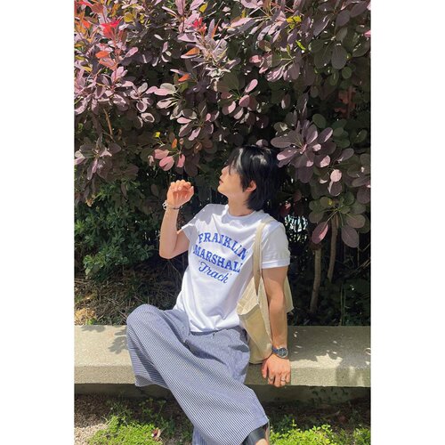 韩国代购英文褪色印花宽松短袖T