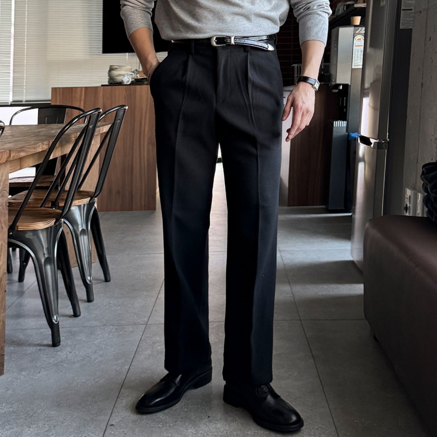 MRDONG韩国代购男装冬季羊毛宽松直筒阔腿十分高品休闲西装长裤,男装,西裤,淘宝优惠券,粉丝福利购,淘宝优惠卷