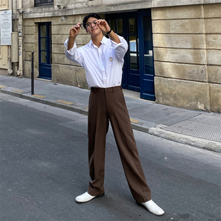 秋冬半松紧腰阔腿直筒港味雅痞休闲西裤 MRDONG东大门韩国男装 代购