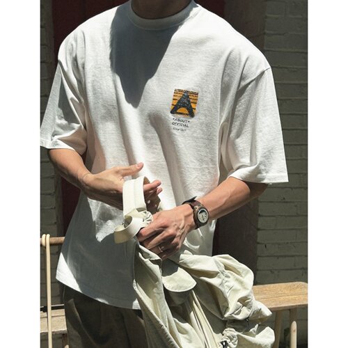 韩国代购字母标识酵洗短袖T宽廓