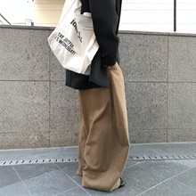 韩国代购直播男女NOTCH桃绒纯棉H型轮廓阔腿设计师男女小众休闲裤