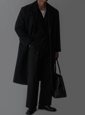 韩国男装代购直播AVEC重工纯羊毛百货级高档秋冬长款毛呢大衣外套