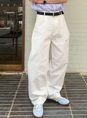 韩国代购直播男女福利秒杀UNFAIRE重工双掐褶微收脚设计师休闲裤