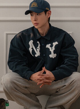 MRDONG韩国代购男装NY立体骨骼重工翻领短款设计感衬衫外套街头