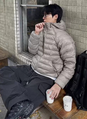 韩国代购男装福利秒杀SETTLE设计师连帽插肩拉链压线重工棉服外套