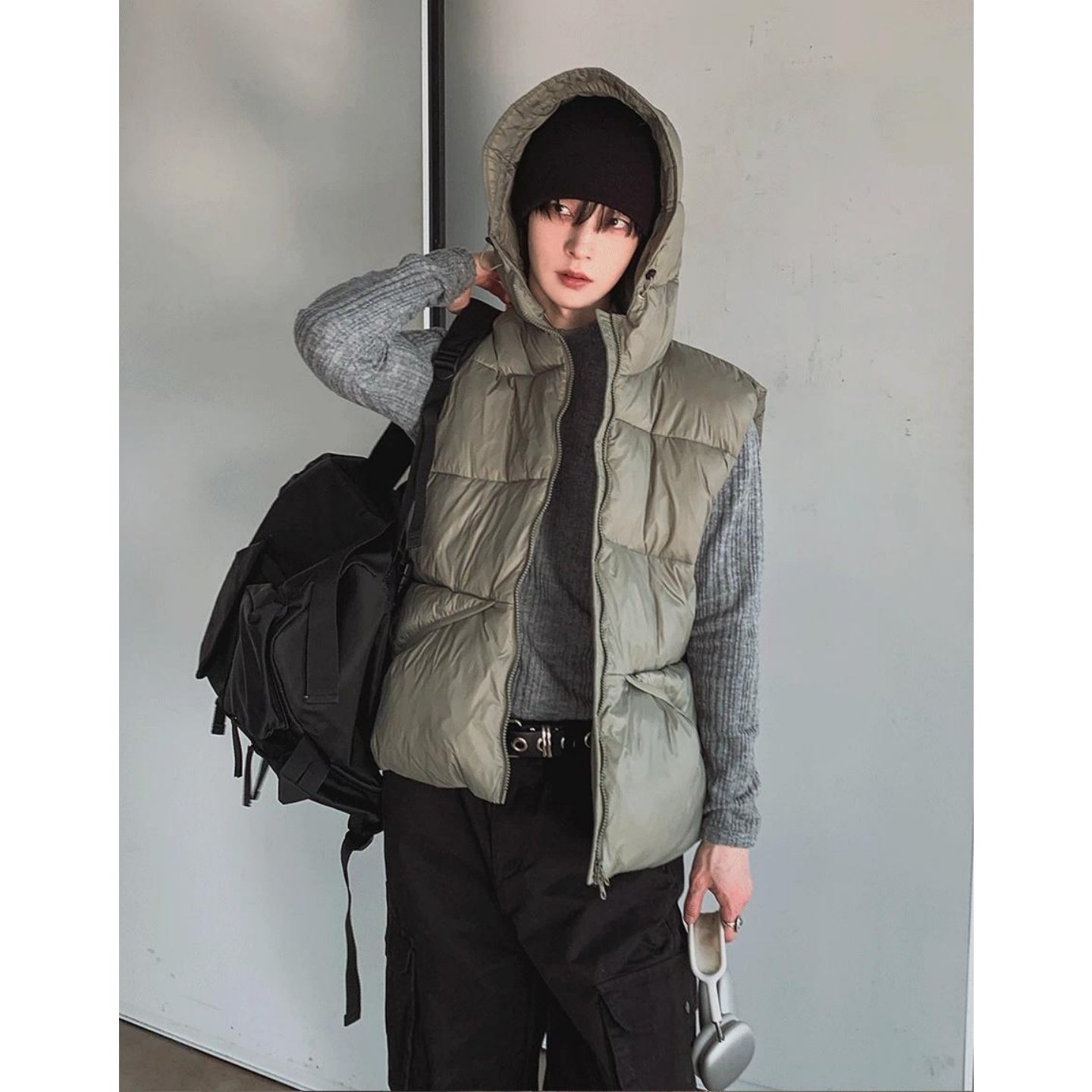 MRDONG韩国代购男装连帽立体绗线加厚保暖棉马甲宽松廓形重工男装,男装,背心,淘宝优惠券,粉丝福利购,淘宝优惠卷