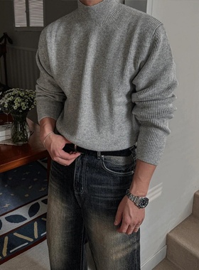 MRDONG韩国代购男装LOGAN粗针柔软9色半高领针织毛衣冬季保暖简约