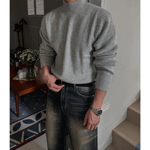 韩国代购半高领针织毛衣冬季保暖