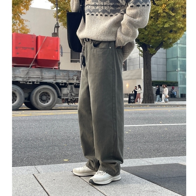 韩国代购男装直播福利秒杀NOMADE高档5色棉质宽松小直筒休闲裤