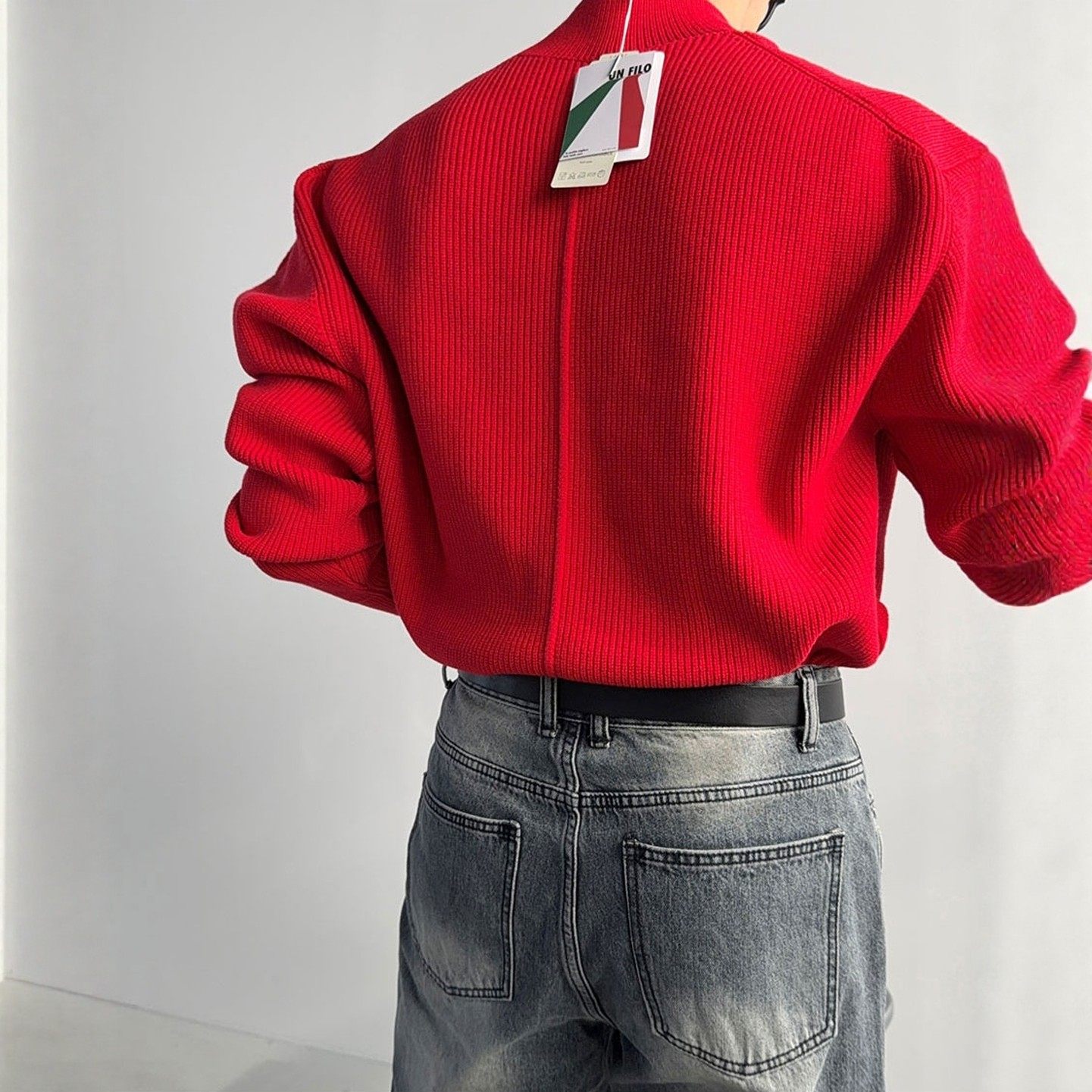 韩国代购男装直播LAINE强推意大利人造丝棍棒拼线线半高领针织衫,男装,针织衫/毛衣,淘宝优惠券,粉丝福利购,淘宝优惠卷