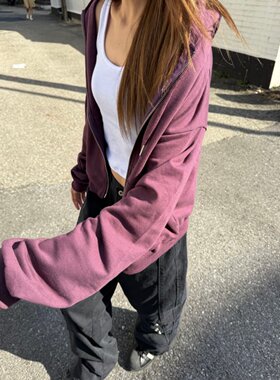 韩国代购重磅连帽拉链卫衣开衫