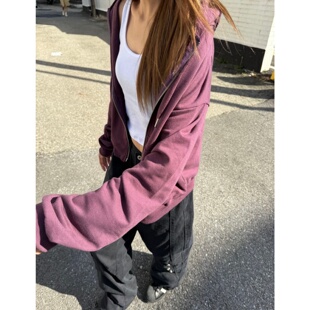 MRDONG韩国代购东大门男女重磅连帽拉链短款卫衣开衫宽松休闲外套