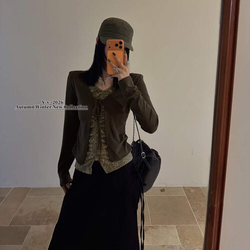 韩版涤纶假两件长袖T恤女