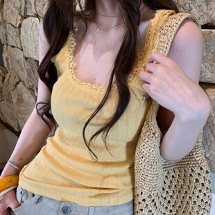 HOLDER2026夏季新款纯欲辣妹蕾丝花边背心女修身显瘦短款无袖上衣