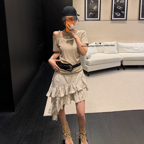 涤纶2026夏季T恤半身裙女