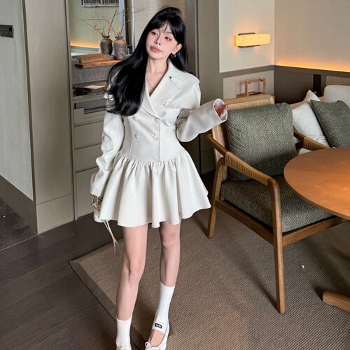 法式气质收腰显瘦西装连衣裙女