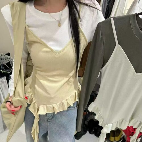涤纶套头圆领长袖T恤女