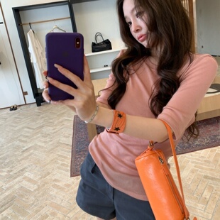 显瘦短款 圆领T恤女修身 上衣 纯欲辣妹露背半袖 HOLDER2026春夏新款