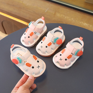 男宝宝包头学步鞋 2岁女童叫叫鞋 夏季 子软底幼童鞋 凉鞋 婴儿鞋
