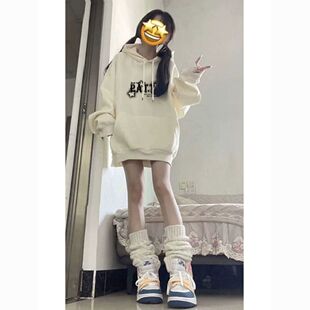 美式复古潮牌卫衣女春秋款连帽外套oversize高街帽衫秋冬加绒加厚