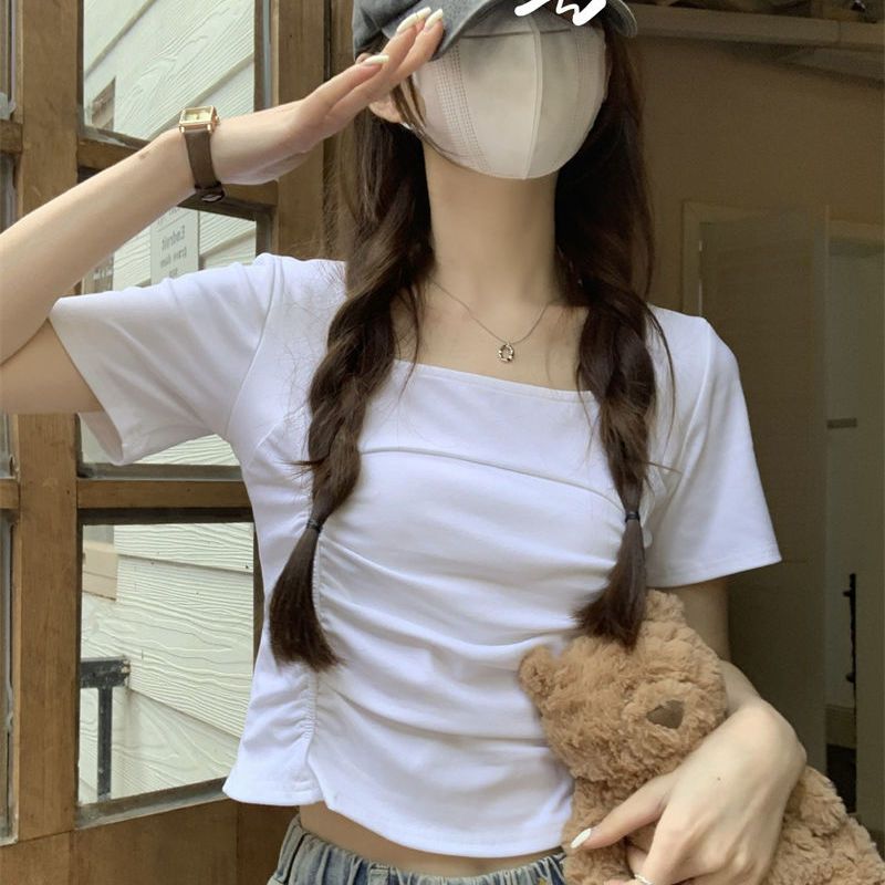 短袖美式辣妹薄款抽绳女
